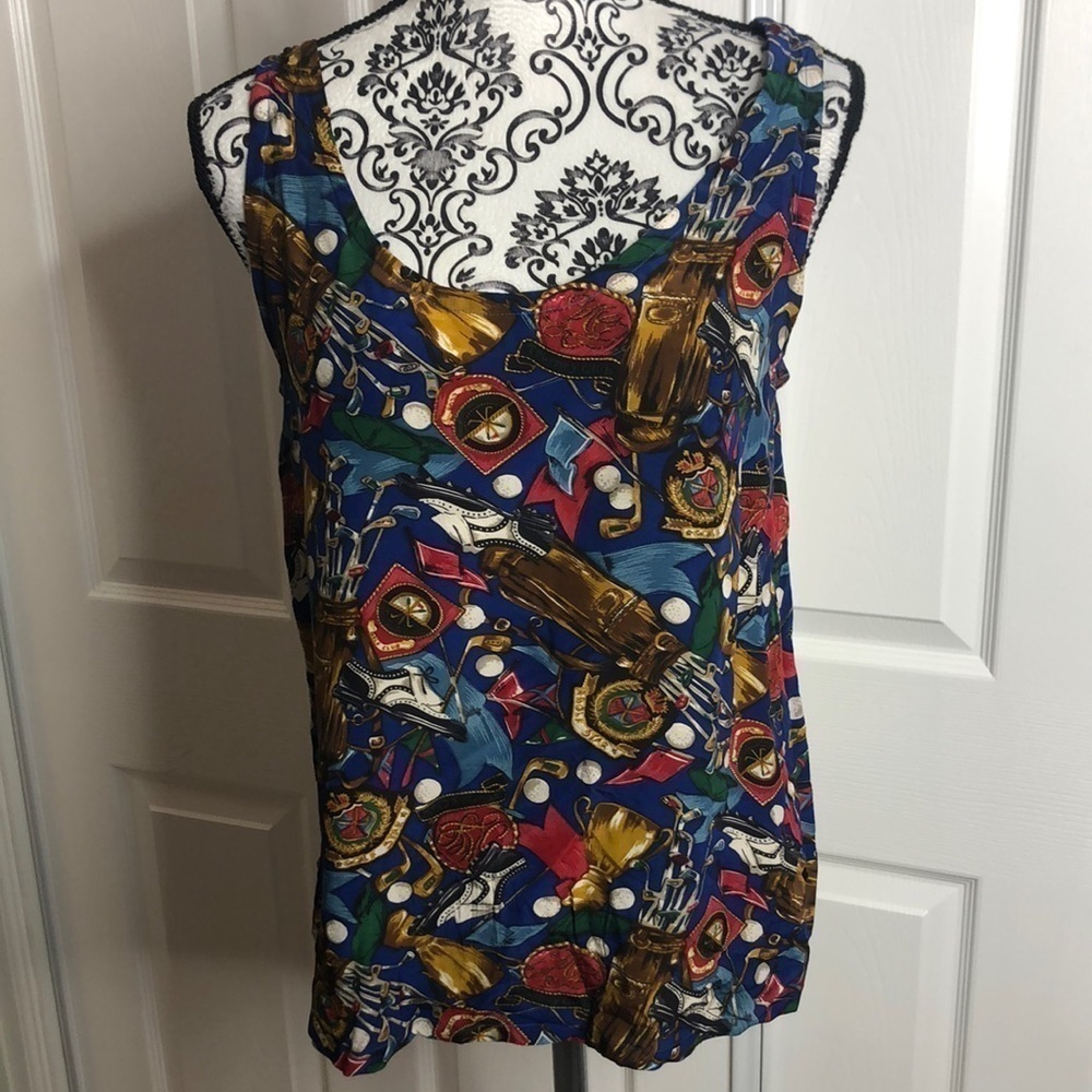 Olga Cassini Golf Themed Silk Tank Top 4‎